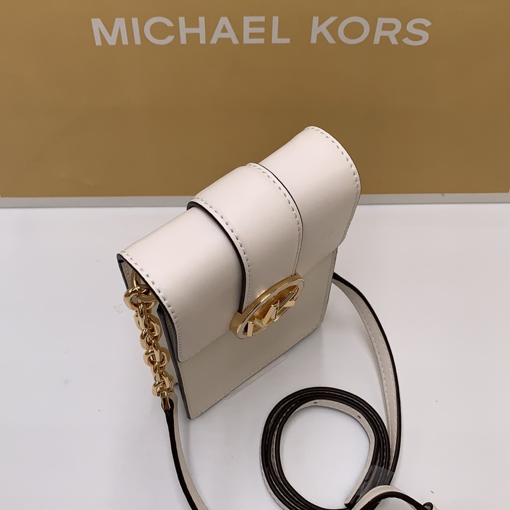 NWT MICHAEL KORS CARMEN SMALL NORTH SOUTH PHONE XBODY OPTIC WHITE COLOR - Picture 12 of 16